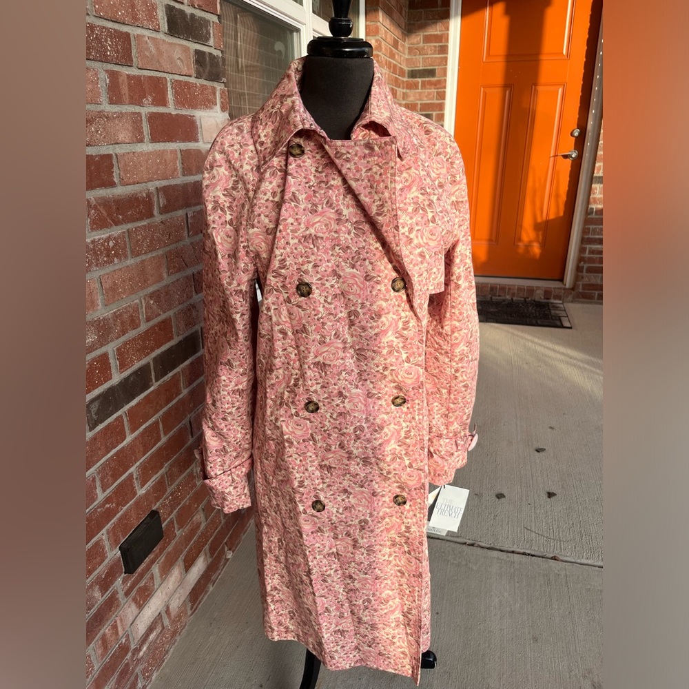 New London Fog floral rose Ladies XL ultimate trench coat double breasted